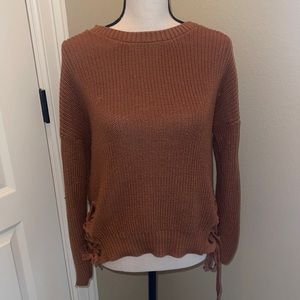 Tan side lace up sweater